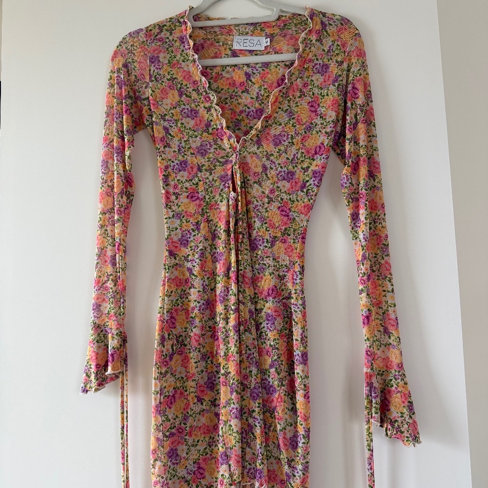 RESA Sloane Floral Mini Dress Small Spring Summer Bodycon - Picture 3 of 5